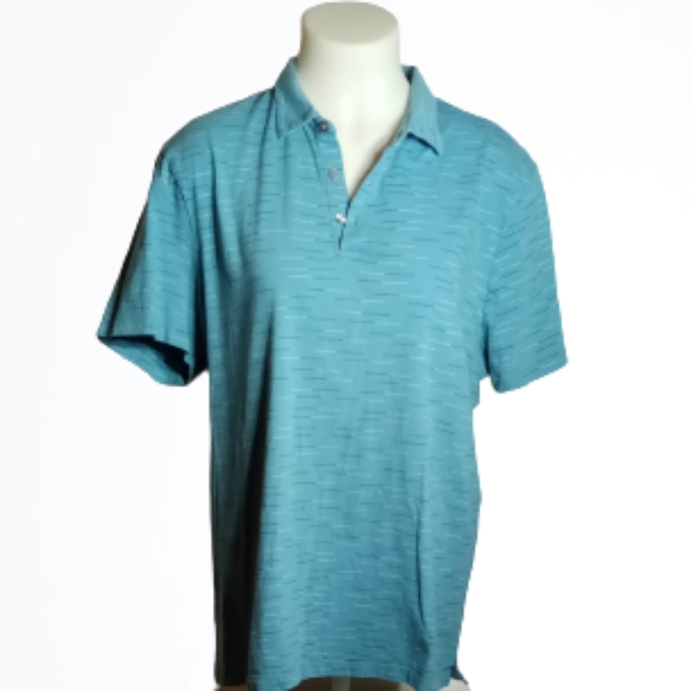 Perry Ellis Men's Blue Short Sleeve Polo Shirt Size LG